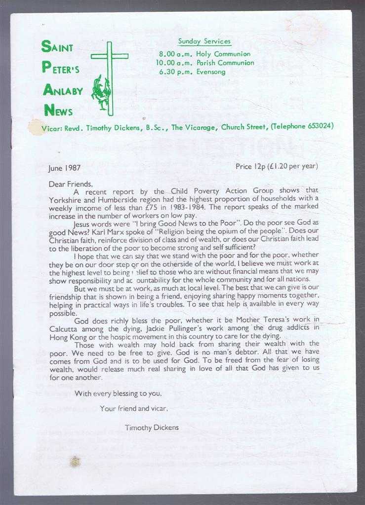 Timothy Dickens - Saint Peter's Anlaby News & York Diocesan Leaflet - June 1987