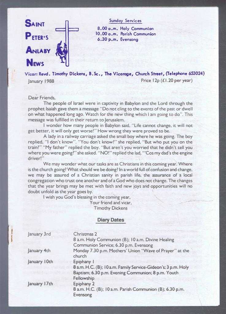 Timothy Dickens - Saint Peter's Anlaby News & York Diocesan Leaflet - January 1988