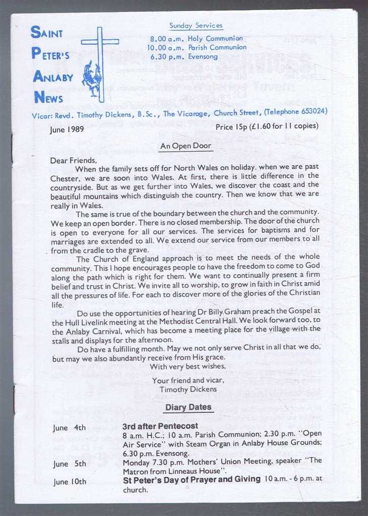 Timothy Dickens - Saint Peter's Anlaby News & York Diocesan Leaflet - June 1989