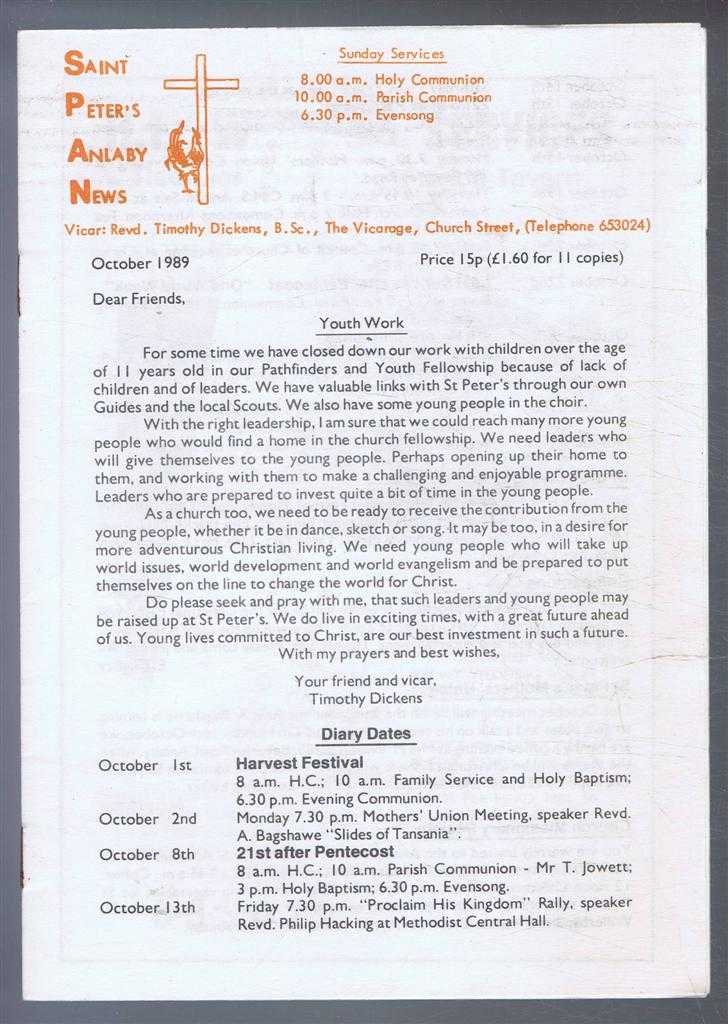 Timothy Dickens - Saint Peter's Anlaby News & York Diocesan Leaflet - October 1989