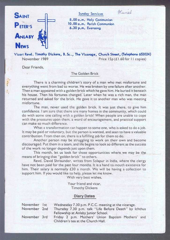 Timothy Dickens - Saint Peter's Anlaby News & York Diocesan Leaflet - November 1989