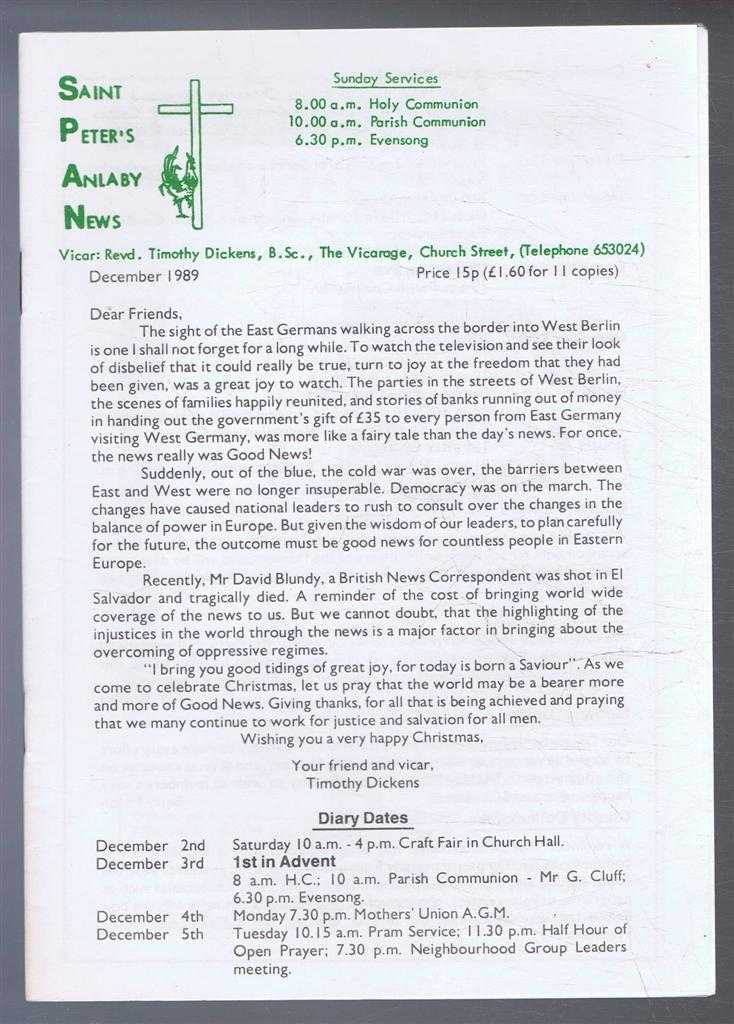 Timothy Dickens - Saint Peter's Anlaby News & York Diocesan Leaflet - December 1989