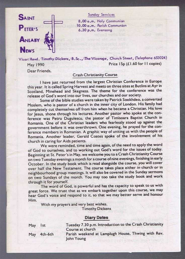 Timothy Dickens - Saint Peter's Anlaby News & York Diocesan Leaflet - May 1990