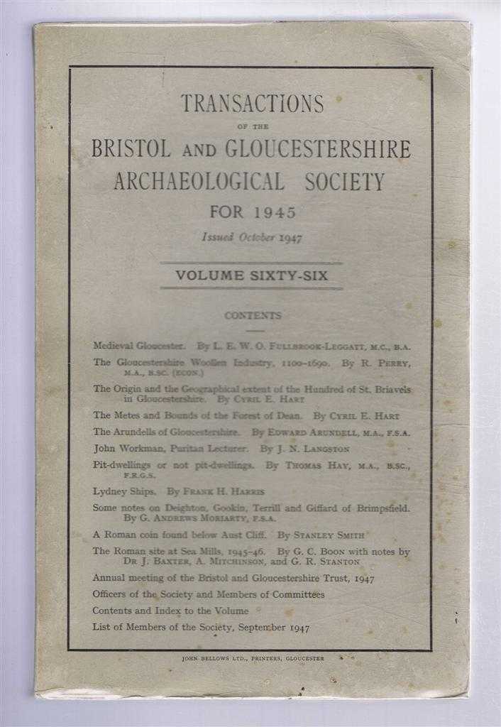Roland Austin; (ed) - Transactions of the Bristol and Gloucestershire Archaeological Society for 1945, Volume Sixty-six (66)