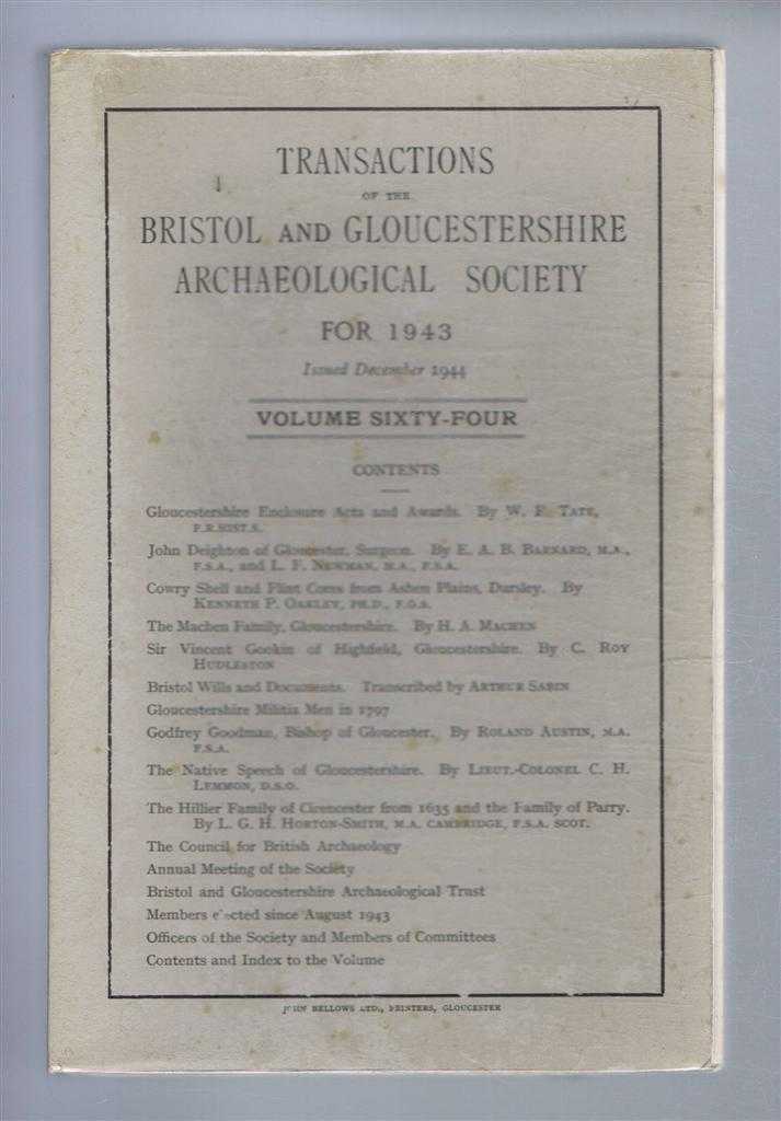 Roland Austin; (ed) - Transactions of the Bristol and Gloucestershire Archaeological Society for 1943, Volume Sixty-four (64)