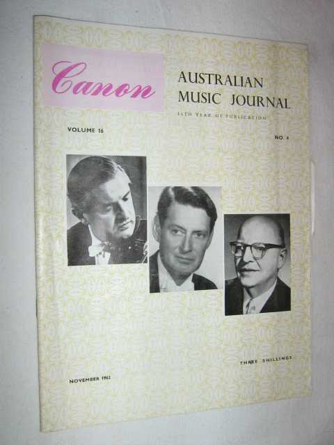 Image for Canon: Australian Music Journal vol 16 number 4 : November 1962