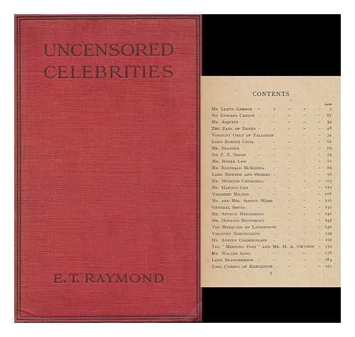 RAYMOND, E. T. - Uncensored Celebrities, by E. T. Raymond [Pseud. ]