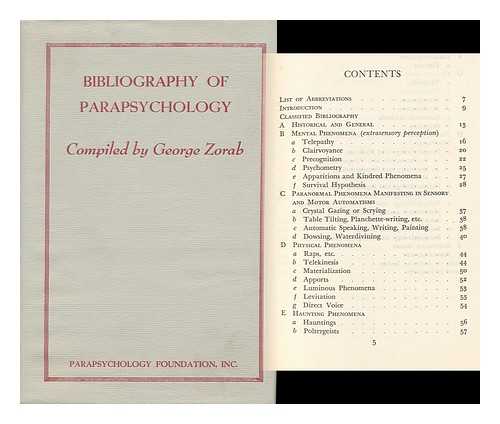 ZORAB, GEORGE - Bibliography of Parapsychology