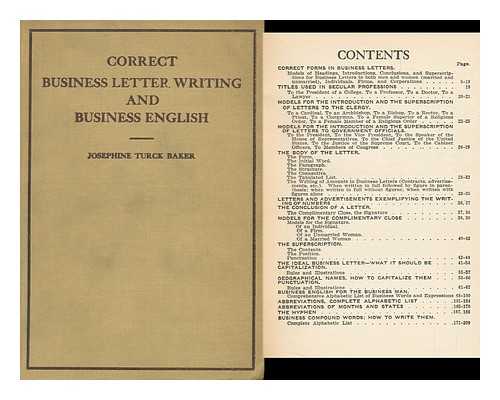 BAKER, JOSEPHINE TRUCK - Correct Business Letter Writing and Business English