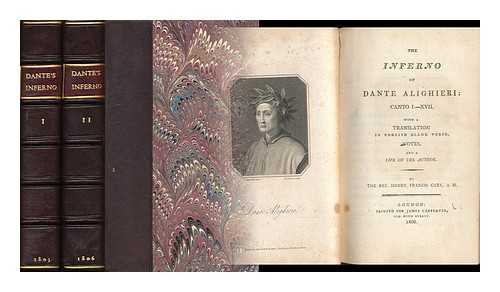 DANTE ALIGHIERI (1265-1321). CARY, HENRY FRANCIS (1772-1844) TR. - The Inferno of Dante Alighieri with a Translation in English Blank Verse, Notes, and a Life of the Author - [Complete in 2 Volumes]