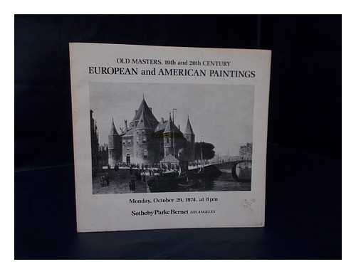 SOTHEBY'S NEW YORK - Old Masters, 19th and 20th Century European and American Paintings (Exhibition Catalogue) , Public Auction, Monday, October 29, 1874, ... . ..sale Number 139