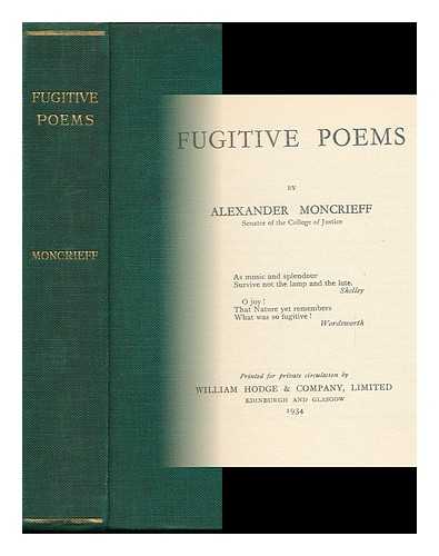 MONCRIEFF, ALEXANDER - Fugitive Poems