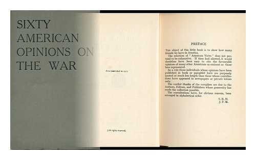 S. R. H.. J. F. M. - Sixty American Opinions on the War