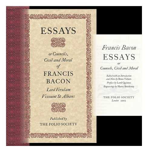 Bacon, Francis (1561-1626). Brian Vickers, ed. Harry Brockway, ill. - Essays, Or, Counsels, Civil and Moral