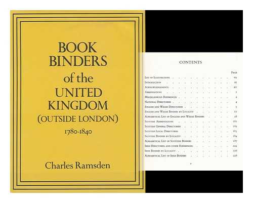 RAMSDEN, CHARLES - Bookbinders of the United Kingdom (Outside London) 1780-1840