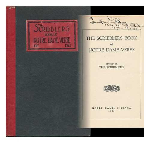 NOTRE DAME, IND. UNIVERSITY. THE SCRIBBLERS (ED. ) - The Scribblers' Book of Notre Dame Verse, Edited by the Scribblers