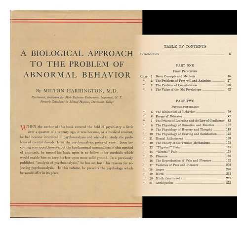 HARRINGTON, MILTON - A Biological Approach to the Problem of Abnormal Behavior, by Milton Harrington