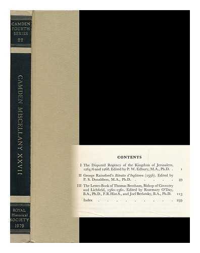 EDBURY, P. W. (PETER, W. ) - Camden Miscellany Vol. XXVII - Camden Fourth Series, Volume 22