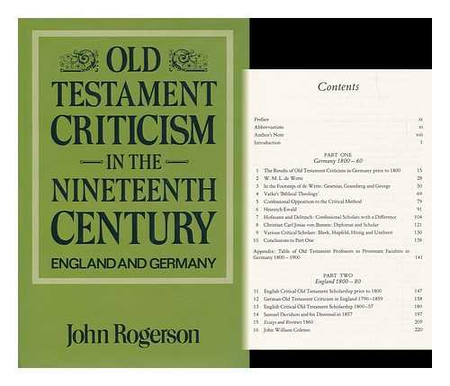 ROGERSON, JOHN W. (1935-) - Old Testament Criticism in the Nineteenth Century : England and Germany / John Rogerson