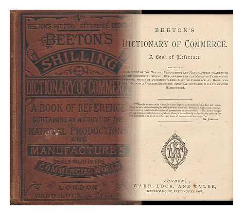 SMITH, RONALD M. - Beeton's Dictionary of Commerce. a Book of Reference, Etc. / Edited by R. M. Smith