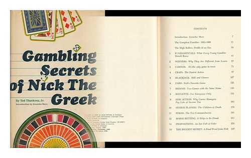 THACKREY, TED - Gambling Secrets of Nick the Greek, by Ted Thackrey, Jr. Introd. by Groucho Marx