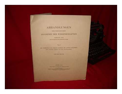 MEYER, EDUARD (1855-1930) - Die Gemeinde Des Neuen Bundes Im Lande Damaskus : Eine Judische Schrift Aus Der Seleukidenzeit / Eduard Meyer