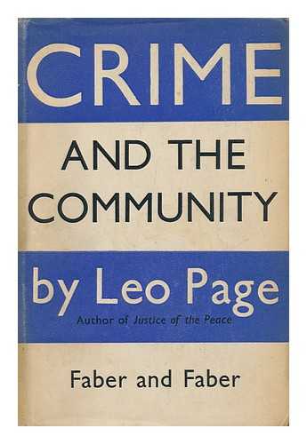 PAGE, LEO (1890-1951) - Crime and the Community