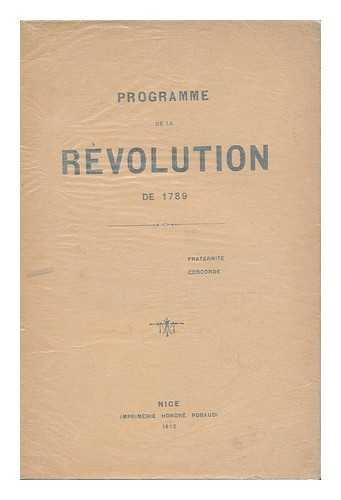 VARIOUS - Programme De La Revolution De La 1789