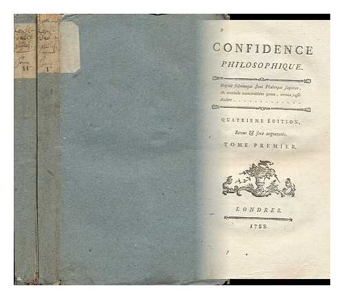 VERNES, JACOB (1728-1791) - Confidence Philosophique - [Complete in 2 Volumes]