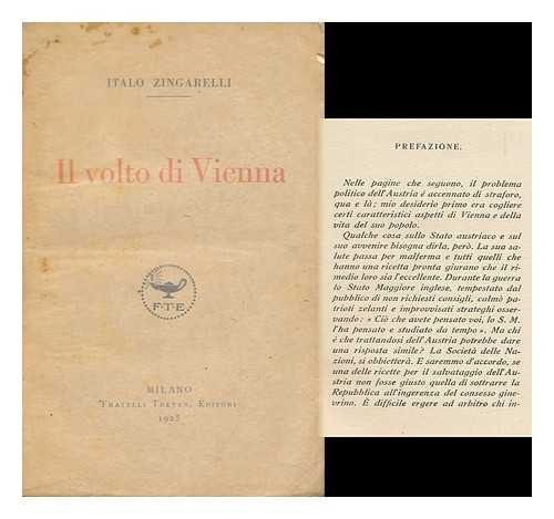 ZINGARELLI, ITALO (1891-) - IL Volto Di Vienna