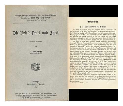 KNOPF, RUDOLF (1874-1920) - Die Briefe Petri Und Juda