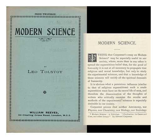 TOLSTOY, LEO, GRAF (1828-1910) - Modern Science / Leo Tolstoy