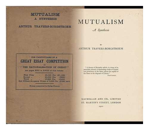 TRAVERS-BORGATROEM, ARTHUR - Mutualism; a Synthesis, by Arthur Travers-Borgstroem