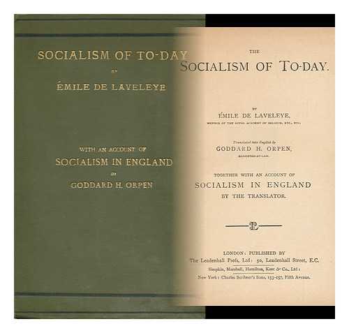 LAVELEYE, EMILE DE (1822-1892) - The Socialism of Today