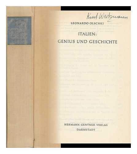 OLSCHKI, LEONARDO (1885-1961) - Italien : Genius Und Geschichte / Leonardo Olschki