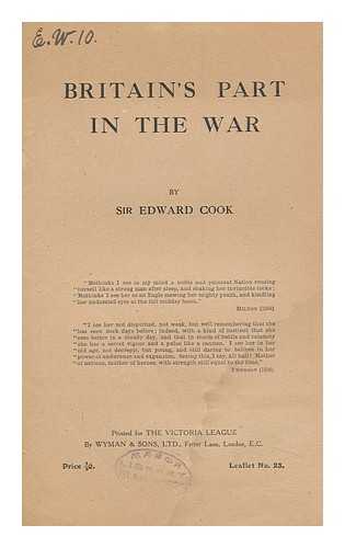 COOK, EDWARD TYAS, SIR - Britain's Part in the War