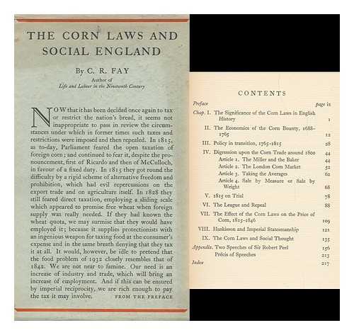 FAY, C. R. (CHARLES RYLE) - The Corn Laws and Social England