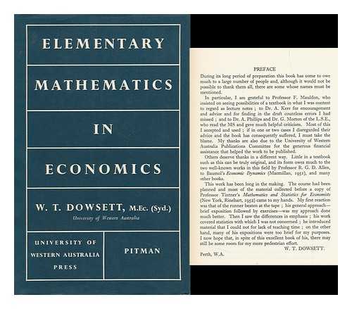 DOWSETT, WILFRED THOMAS - Elementary Mathematics in Economics