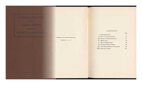 PARAMANANDA, SWAMI (1884-1940) - Concentration and Meditation