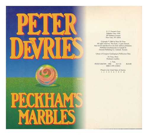 DE VRIES, PETER (1910-1993) - Peckham's Marbles / Peter De Vries
