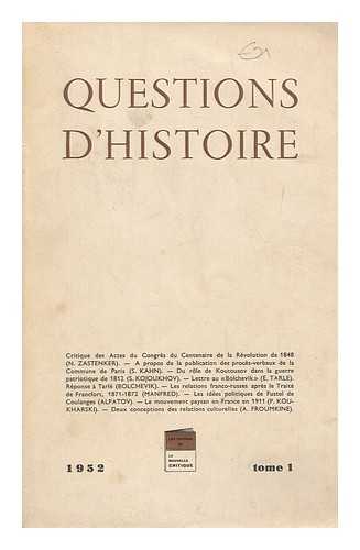 VARIOUS - Questions D'Histoire, Vol. 1