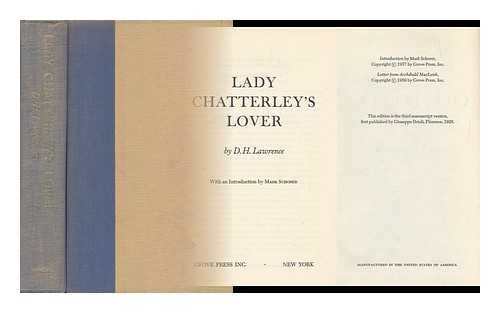 LAWRENCE, D. H. (1885-1930) - Lady Chatterley's Lover. with an Introd. by Mark Schorer