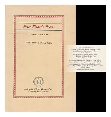 PINDAR, PETER (1738-1819) - Peter Pindar's Poems. Selected by P. M. Zall. with a Foreword by A. L. Rowse