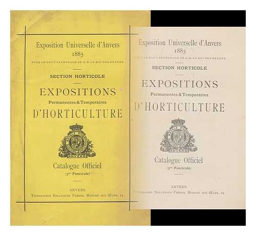 SOCIETE ROYALE D'HORTICULTURE ET D'AGRICULTURE D'ANVERS - Expositions Permanentes & Temporaires D'Horticulture Et De Pomologie: Catalogue Officiel : Resultat Des Concours