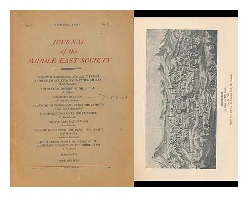MIDDLE EAST SOCIETY - Journal of the Middle East Society : Spring 1947, Vol. 1, No. 2
