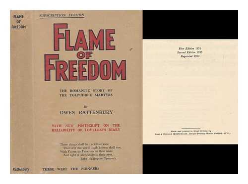 RATTENBURY, OWEN. HENDERSON, ARTHUR (1863-1935) - Flame of freedom : the romantic story of the Tolpuddle Martyrs / Owen Rattenbury