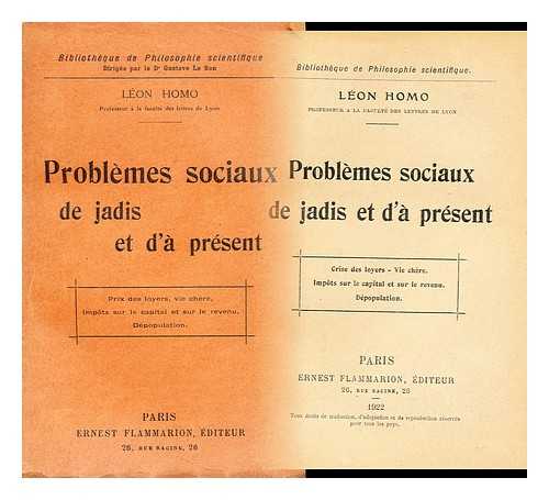 HOMO, LEON POL (1872-1957) - Problemes sociaux de jadis et d'a present