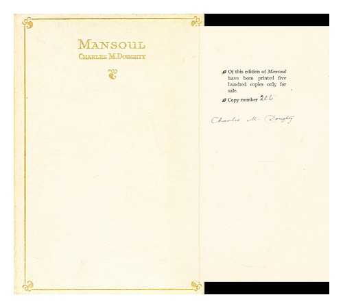 DOUGHTY, CHARLES M. (CHARLES MONTAGU) (1843-1926) - Mansoul  : (or, The riddle of the world)