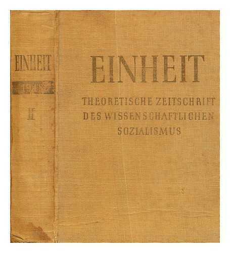 Einheit (Journal) - Einheit : theoretische zeitschrift des wissenschaftlichen sozialismus II