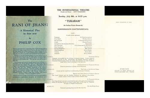 COX, PHILIP - The Rani of Jhansi : a historical play in four acts